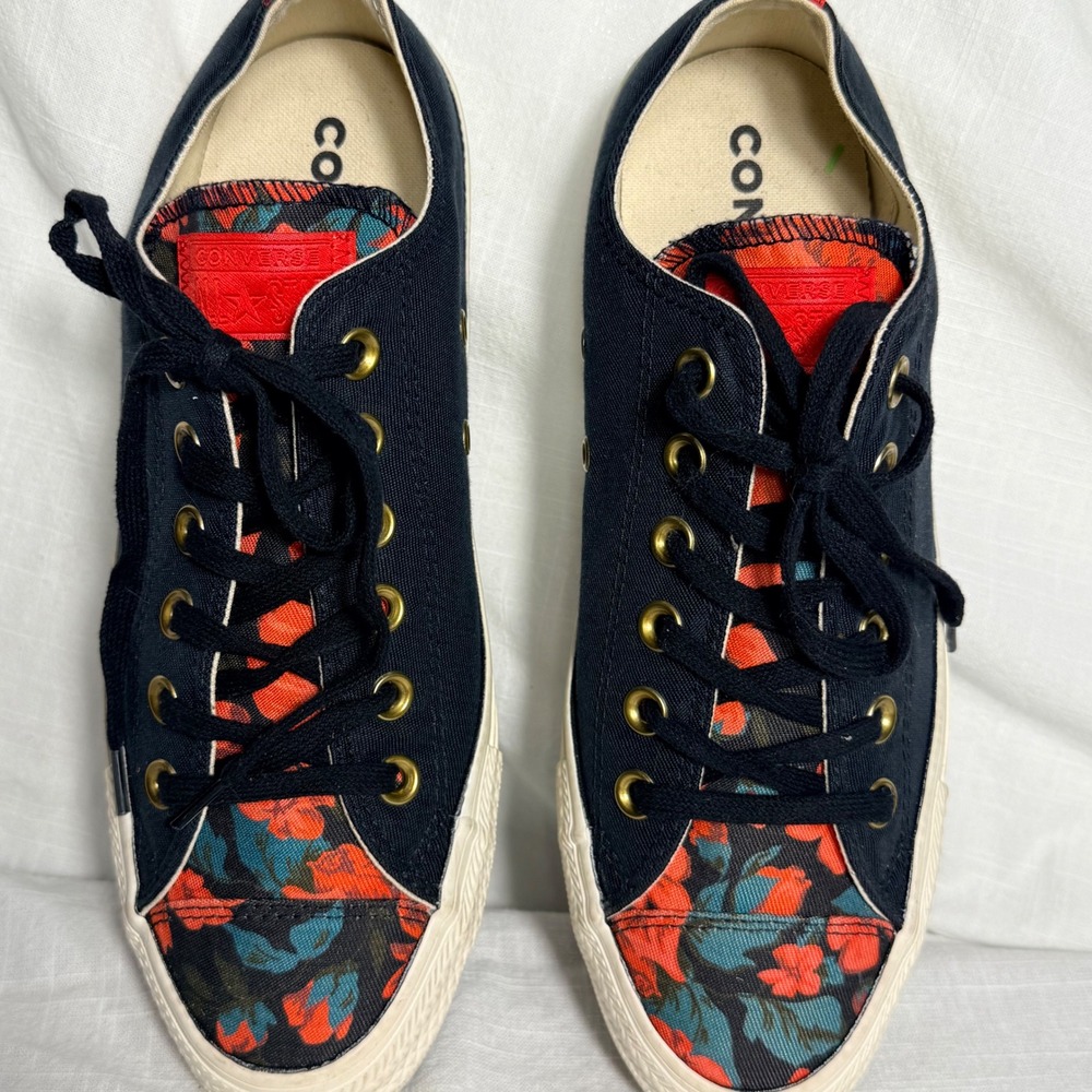 Converse Chuck Taylor All Star 8 Black Floral Low Top Sneakers 561663F Festival
